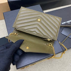 Saint Laurent Shoulder Bag Green Ferragens Douradas