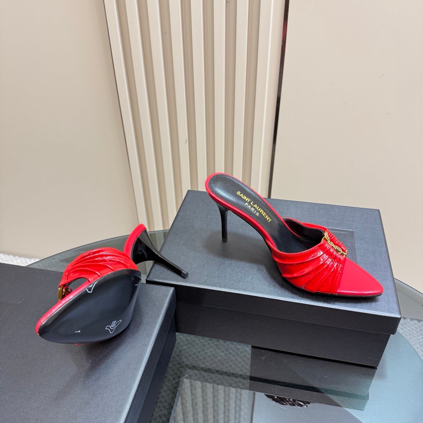 Saint Laurent Babylone Mules Bordeaux slutty red