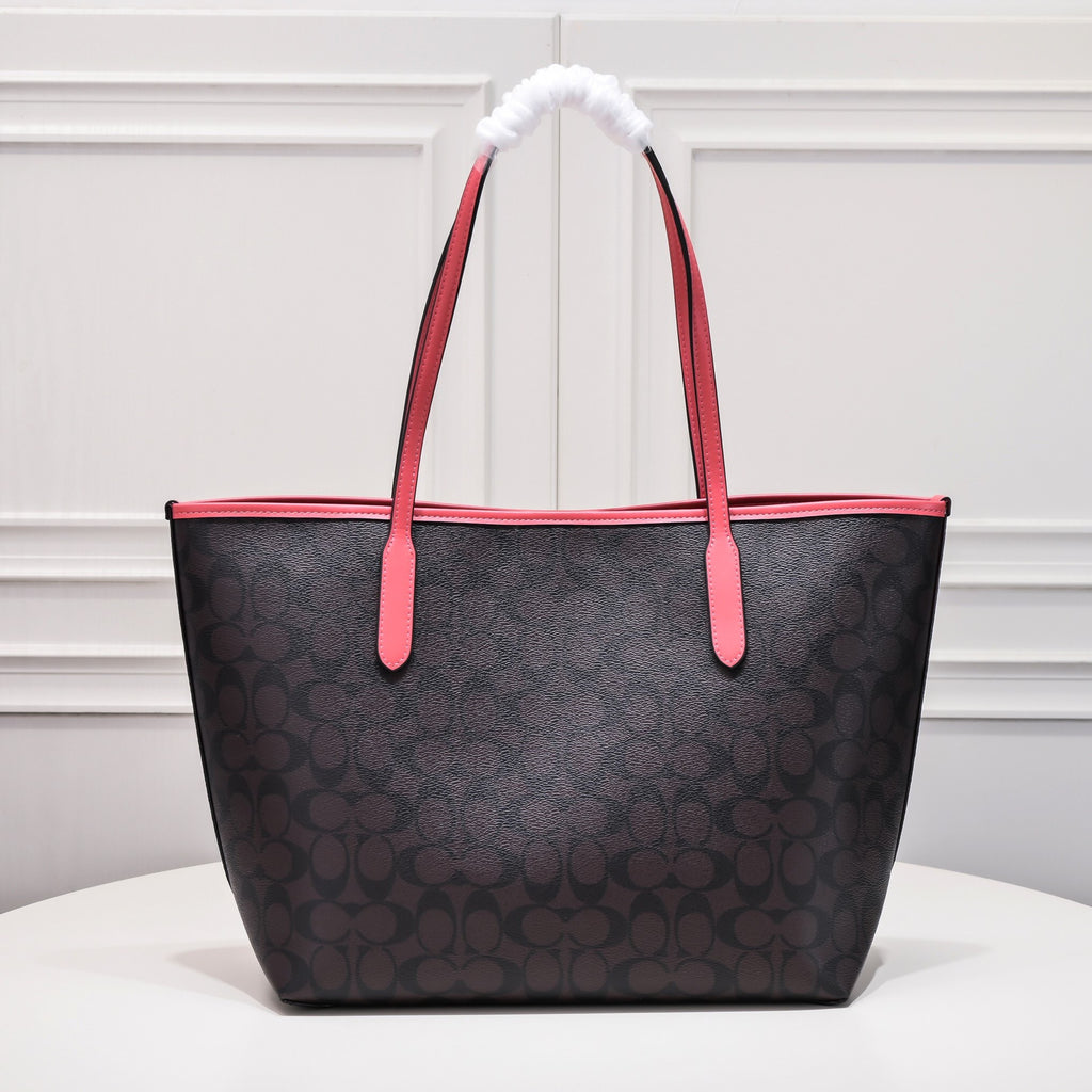 Coach City Tote Varsity Signature Canvas Brown / Pink