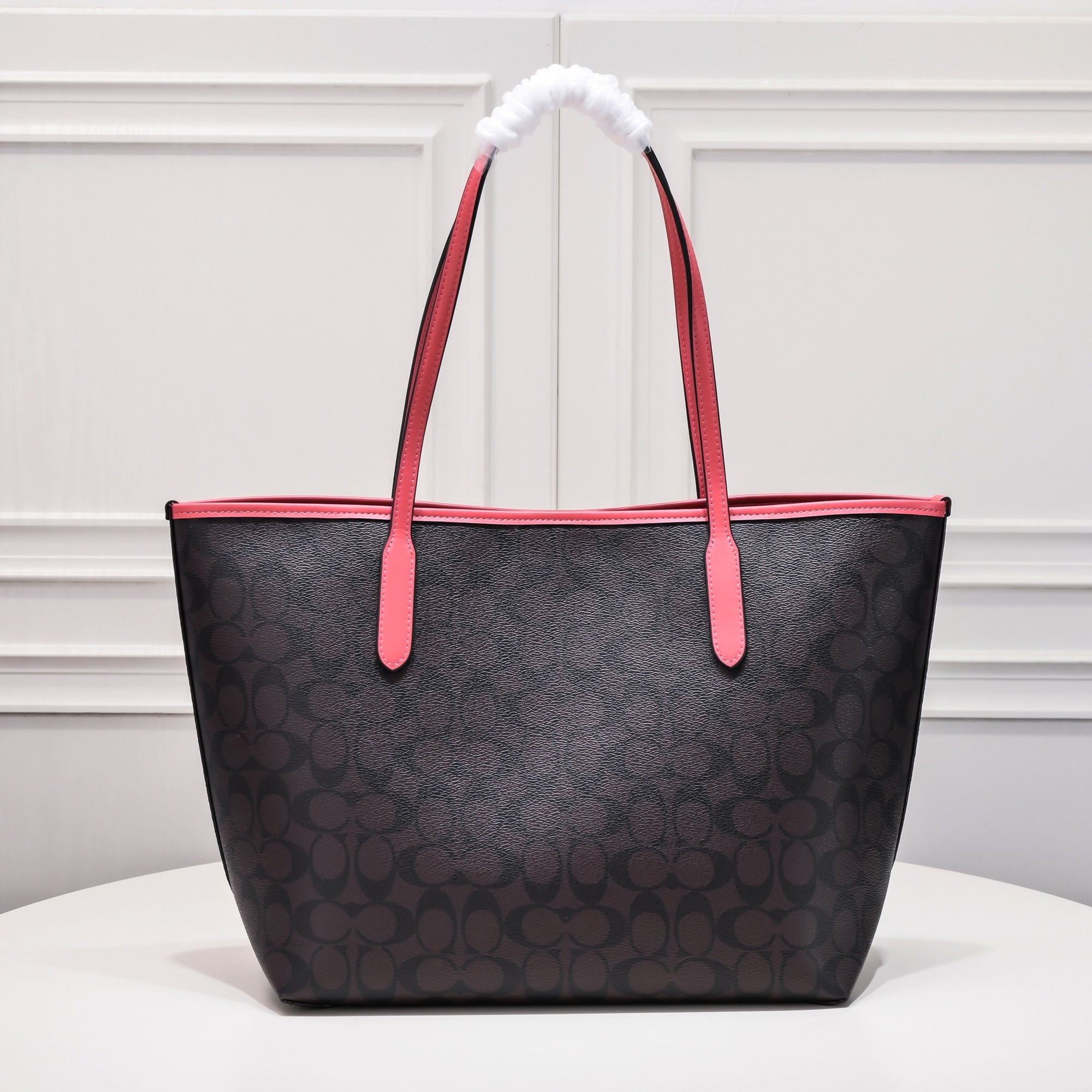 Coach City Tote Varsity Signature Canvas Brown / Pink