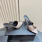 Saint Laurent Babylone Mules Bordeaux gray.