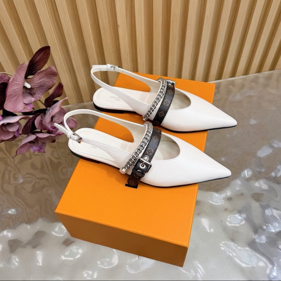Louis Vuitton Vibe Slingback Flat Ballerina White