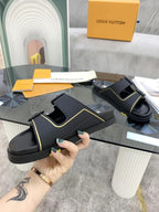 Sandália Louis Vuitton Trainer Mule Black / Yellow