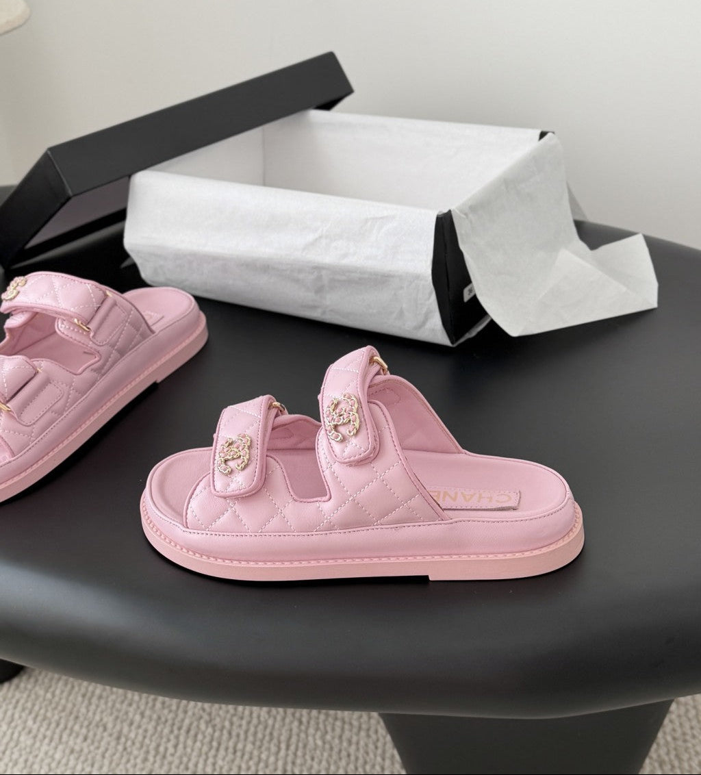 CHANEL Quilted Dad Sandal  Light Pink.
