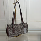 Coach Asher Shoulder Bag em Signature Canvas Grafite e Café