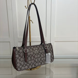 Coach Asher Shoulder Bag em Signature Canvas Grafite e Café