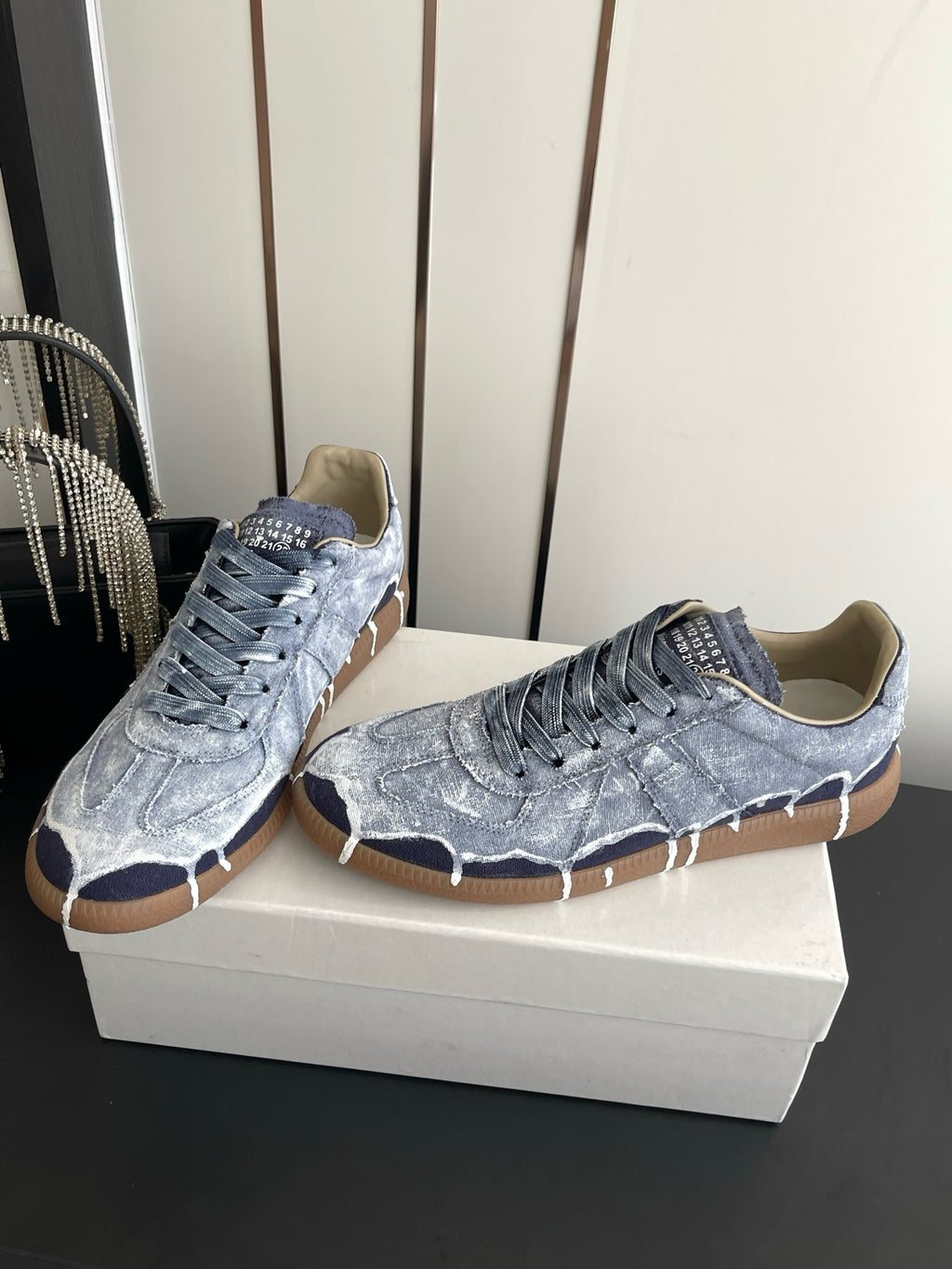 Maison Margiela Replica Low "Hand Painted Navy Canvas/Denim