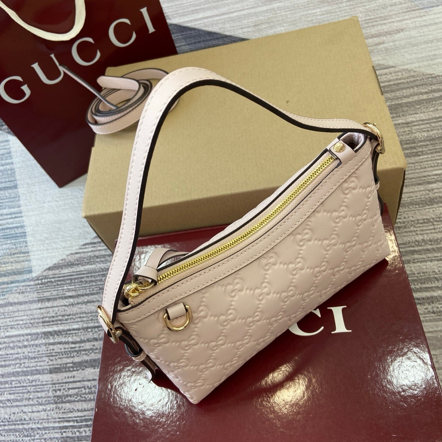 Gucci GG Emblem Small Shoulder Bag Off-White