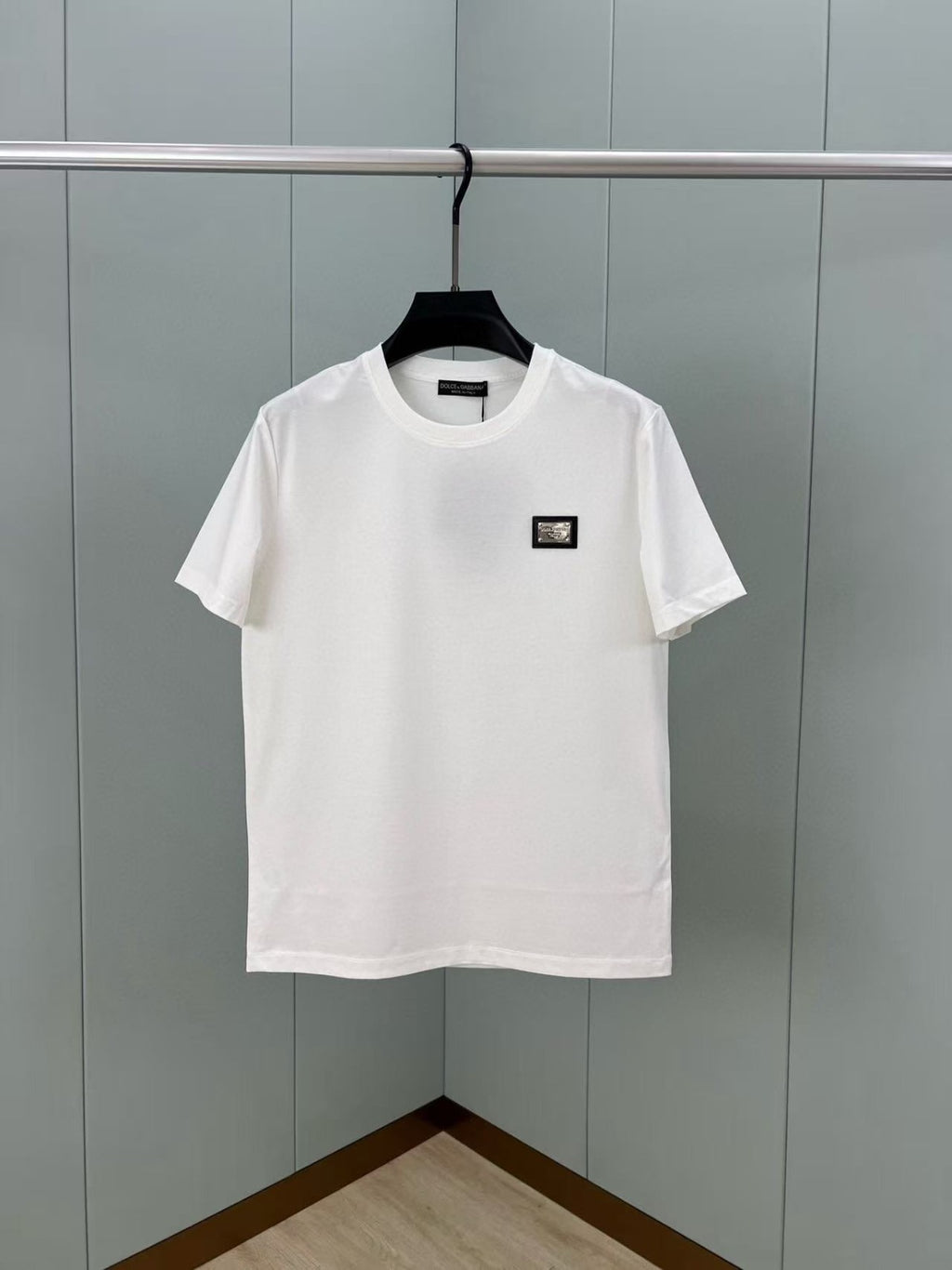 CAMISETA DOLCE & GABBANA SQUARE  LEATHER LOGO WHITE