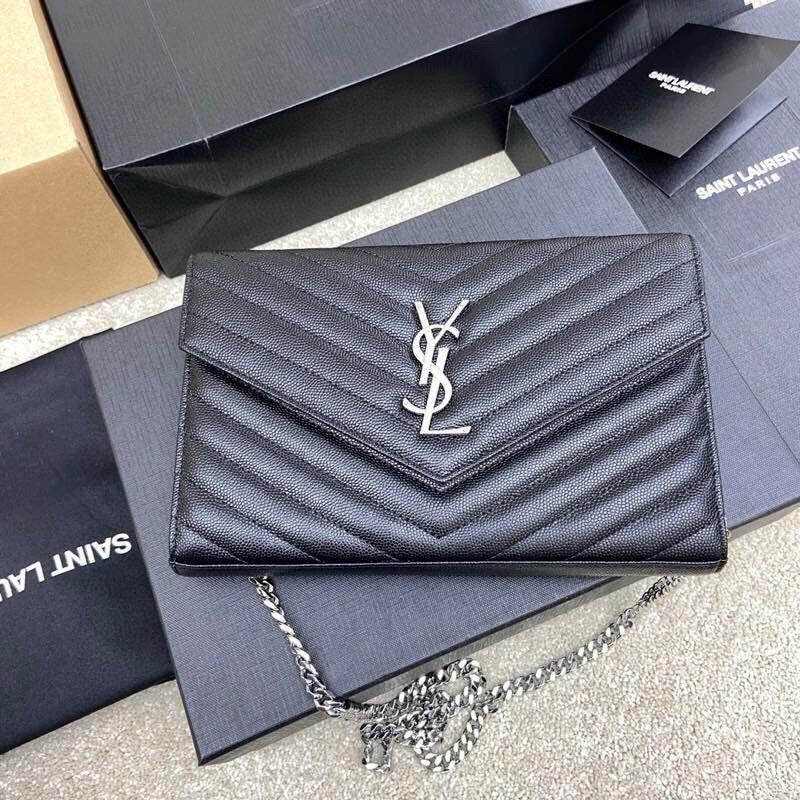 Saint Laurent Shoulder Bag Black Ferragens Prata