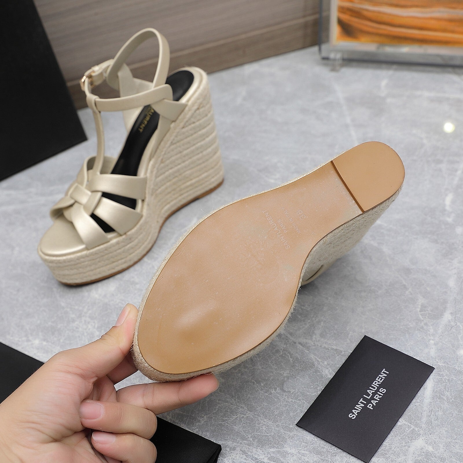 Saint Laurent Espadrille Tribute off-white