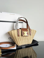 CLASSIC PANIER ⁣⁢‍﻿‌‍‌﻿﻿﻿‌﻿﻿﻿‌‌‍﻿‍﻿‌﻿‍‍‌‍‌‍‍﻿﻿﻿‍‌‍‍‌﻿﻿‌‍‌‍‍﻿‌﻿‌﻿﻿BOLSA CELINE CESTA TEEN em PALHA E COURO