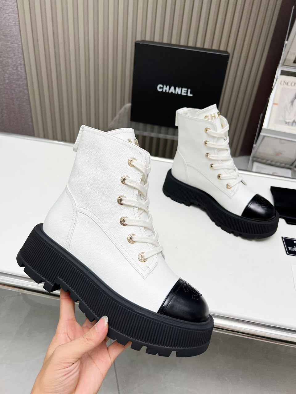Chanel Combat Boot White / Black