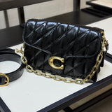 Coach Quilted Chain Tabby Preto Ferragens Douradas