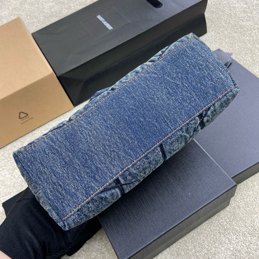 Bolsa Saint Laurent Puffer Denim Small Shoulder Bag