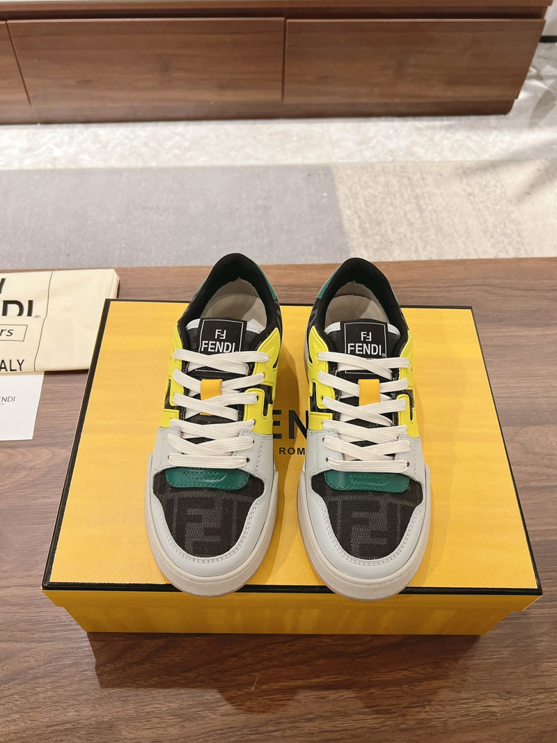 Fendi Match sneakers in black suede and white leathe