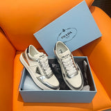 Prada Downtown Low Top Sneakers Leather White Silver