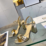 Salto Gucci GG Marmont Salto Bloco Dourada
