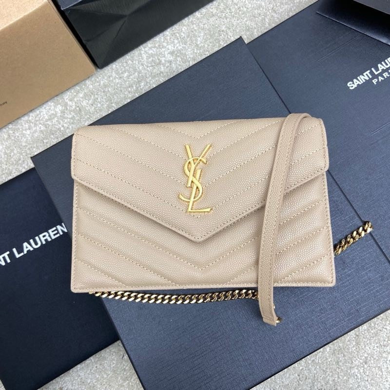 Saint Laurent Shoulder Bag Bege Ferragens Douradas