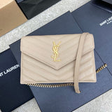Saint Laurent Shoulder Bag Bege Ferragens Douradas