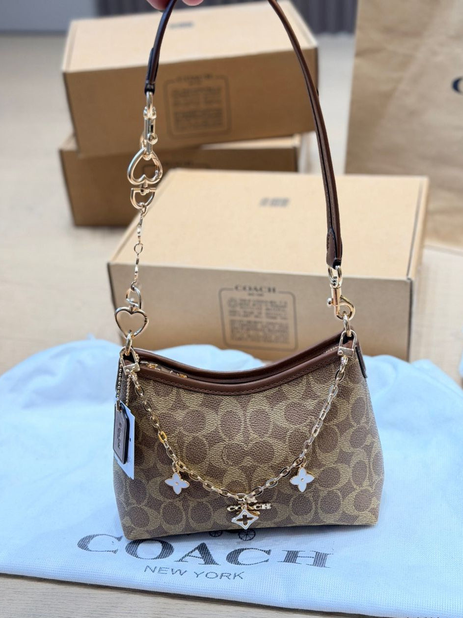 Coach Laurel Midnight Charm Shoulder Bag Brown