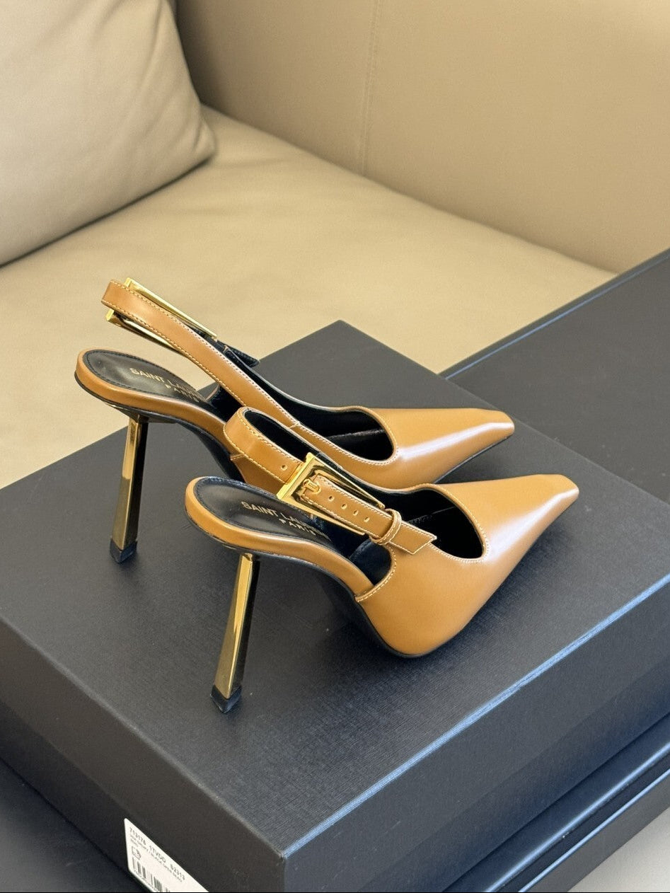 Saint Laurent Scarpin Slingback Lee Cinnamon