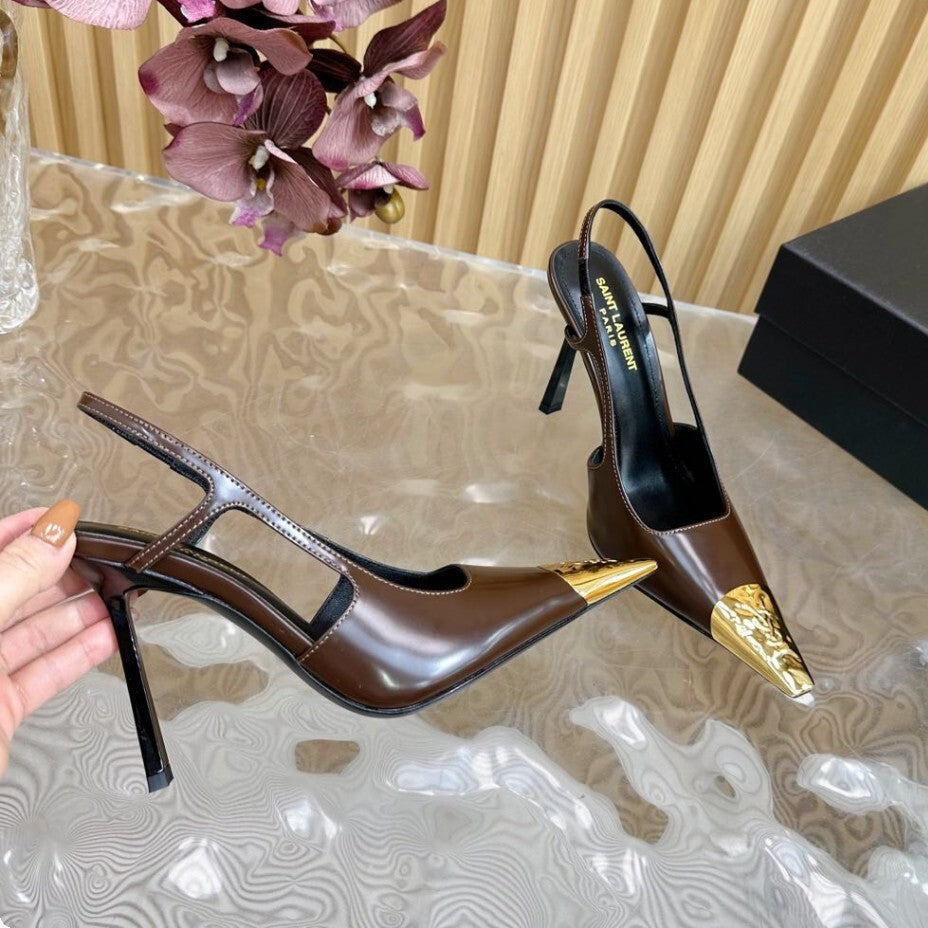 Saint Laurent Scarpin Slingback Jeanne  Brown