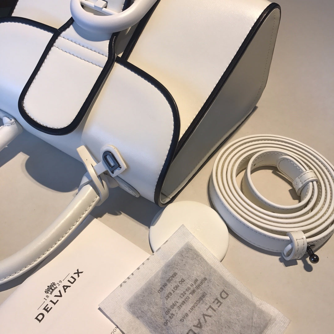 Delvaux Brillant Mini Leather Bag White / Black details