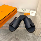 Hermes Izmir Sandal Noir Smooth Calfskin Leather Marine ( PRONTA ENTREGA )