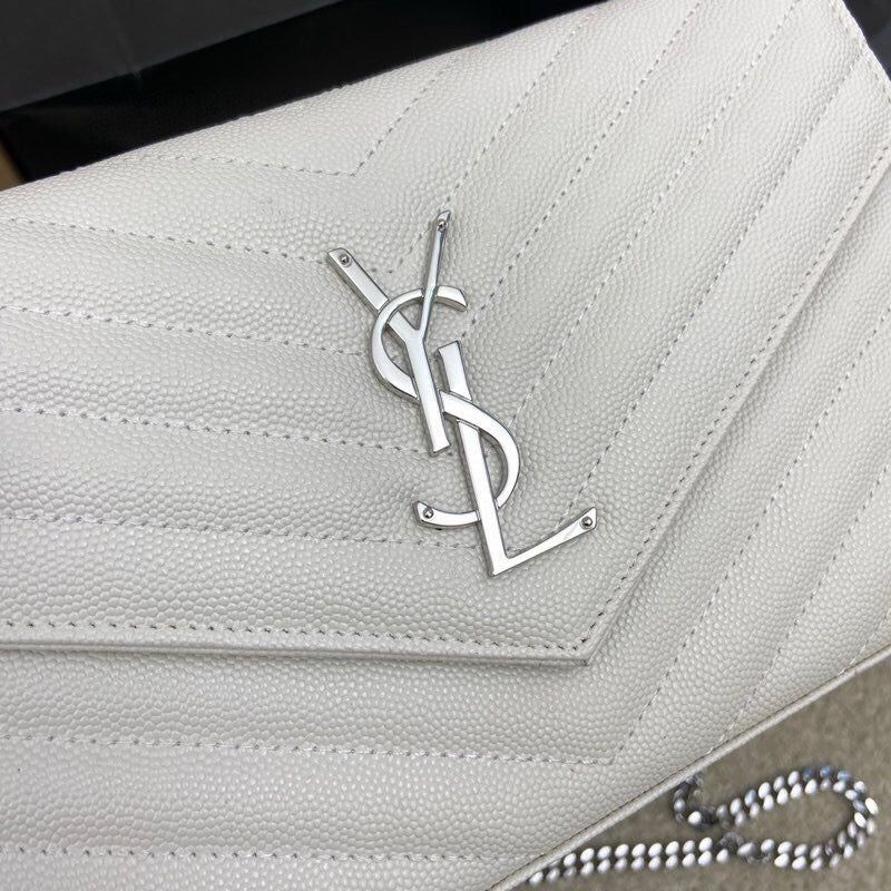 Saint Laurent Shoulder Bag White Ferragens Prata