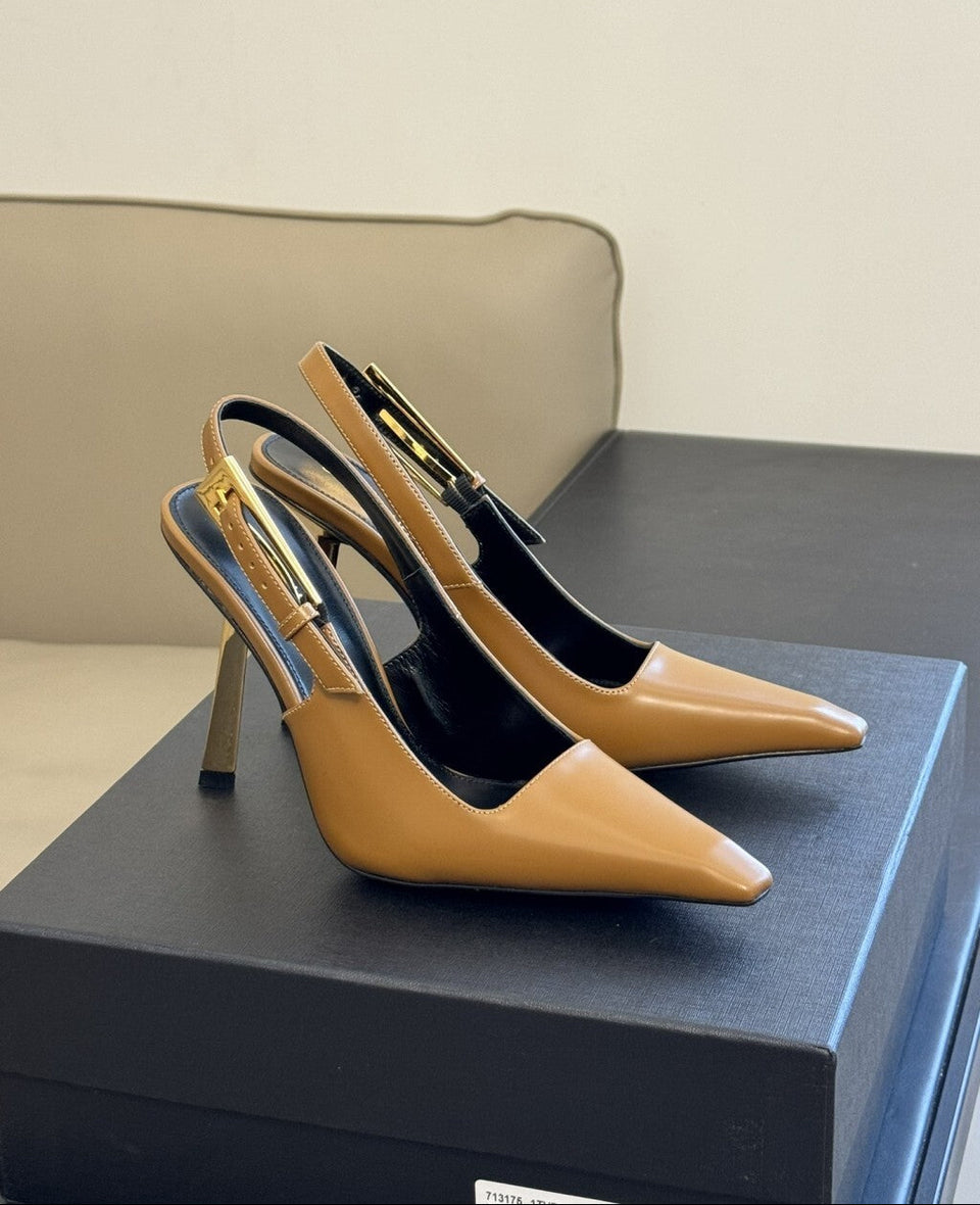 Saint Laurent Scarpin Slingback Lee Cinnamon