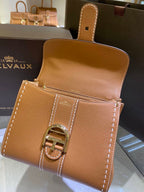 Delvaux Brillant Mini Leather Bag Camel Ferragens Douradas
