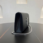 Saint Laurent Kate Chain Bag Black Ferragens Prata
