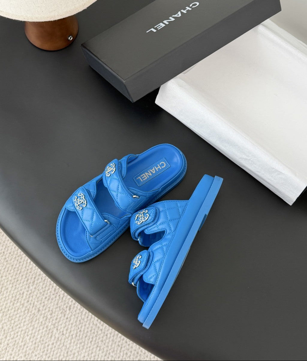 CHANEL Quilted Dad Sandal  Blue.