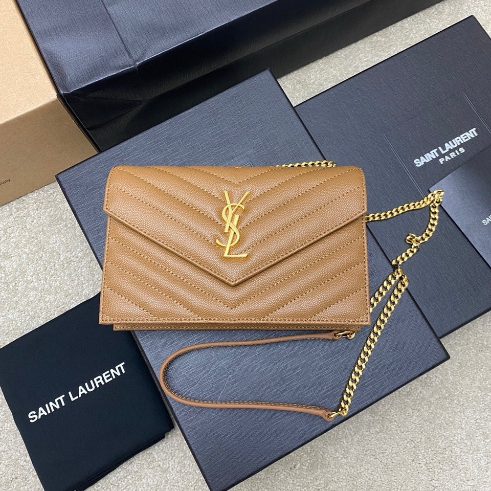 Saint Laurent Shoulder Bag Bege Camel Ferragens  Douradas