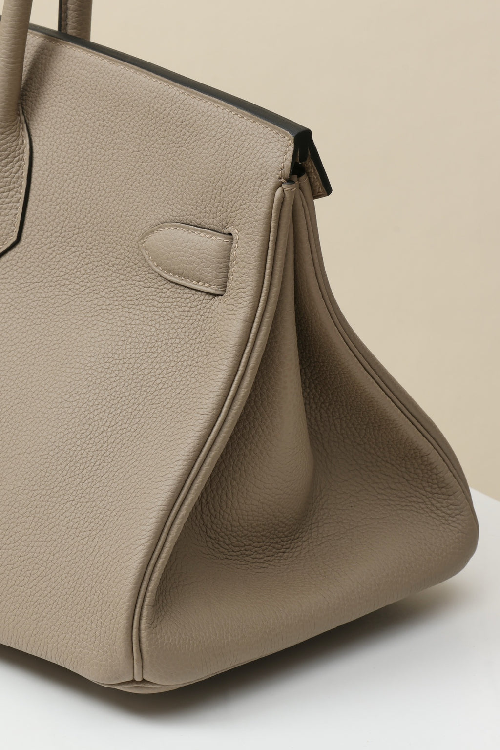 Shoulder Birkin Style Leather Taupe .
