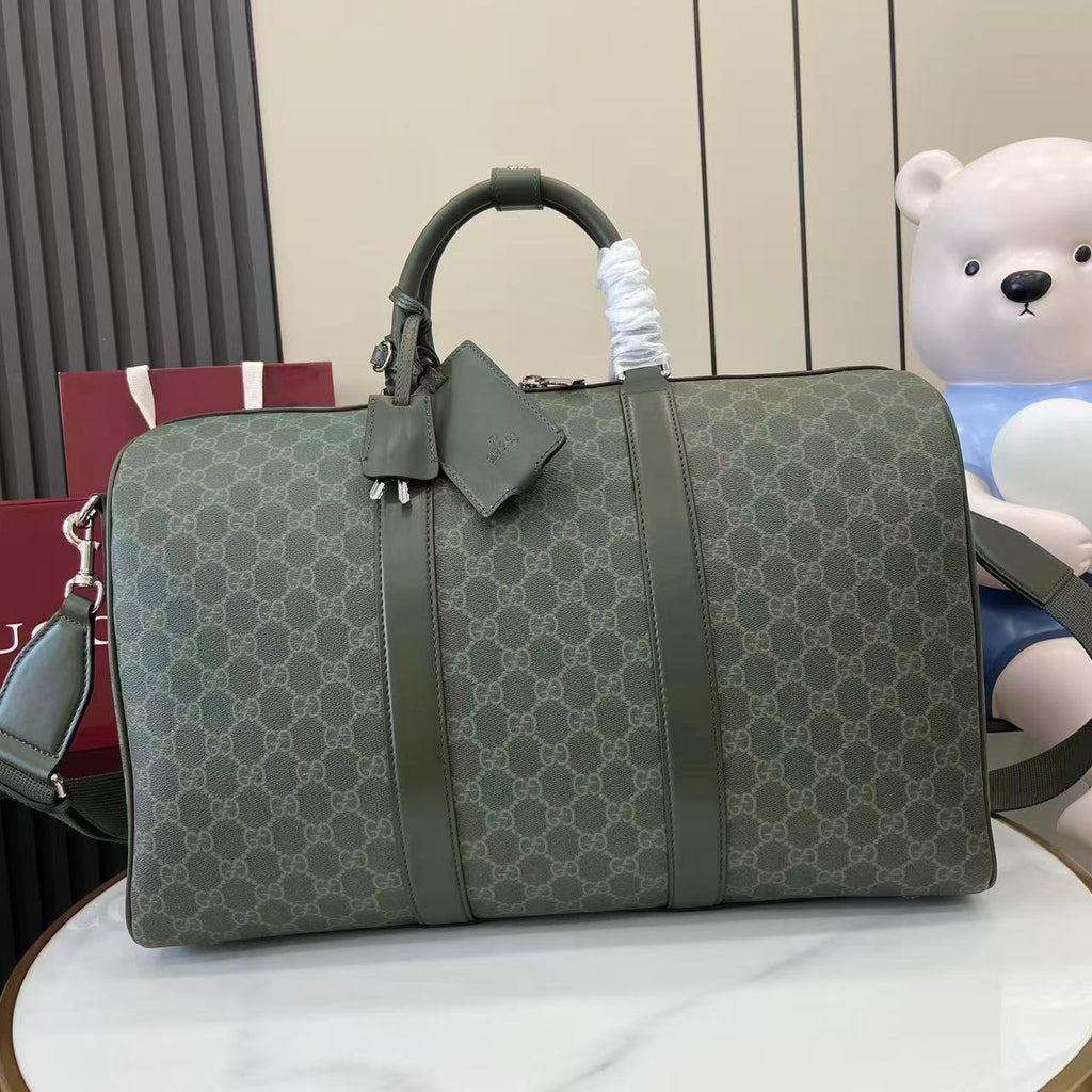 Gucci GG Monogram Medium Duffle Bag Dark Green