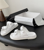 CHANEL Quilted Dad Sandal White.