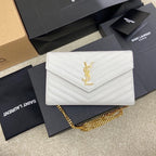 Saint Laurent Shoulder Bag White Ferragens Douradas