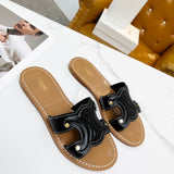 CELINE TRIOMPHE MULE in CALFSKIN Black