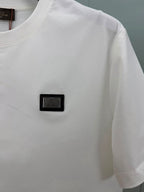 Loro Piana Camiseta de Algodão Com Placa de Logo em Couro