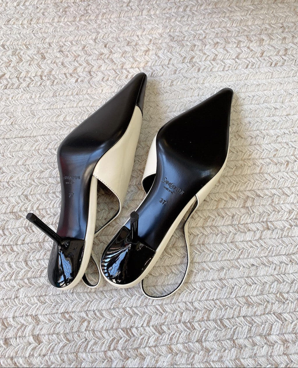 Saint Laurent Scarpin Slingback Babylone Breteuil Noir 75 mm