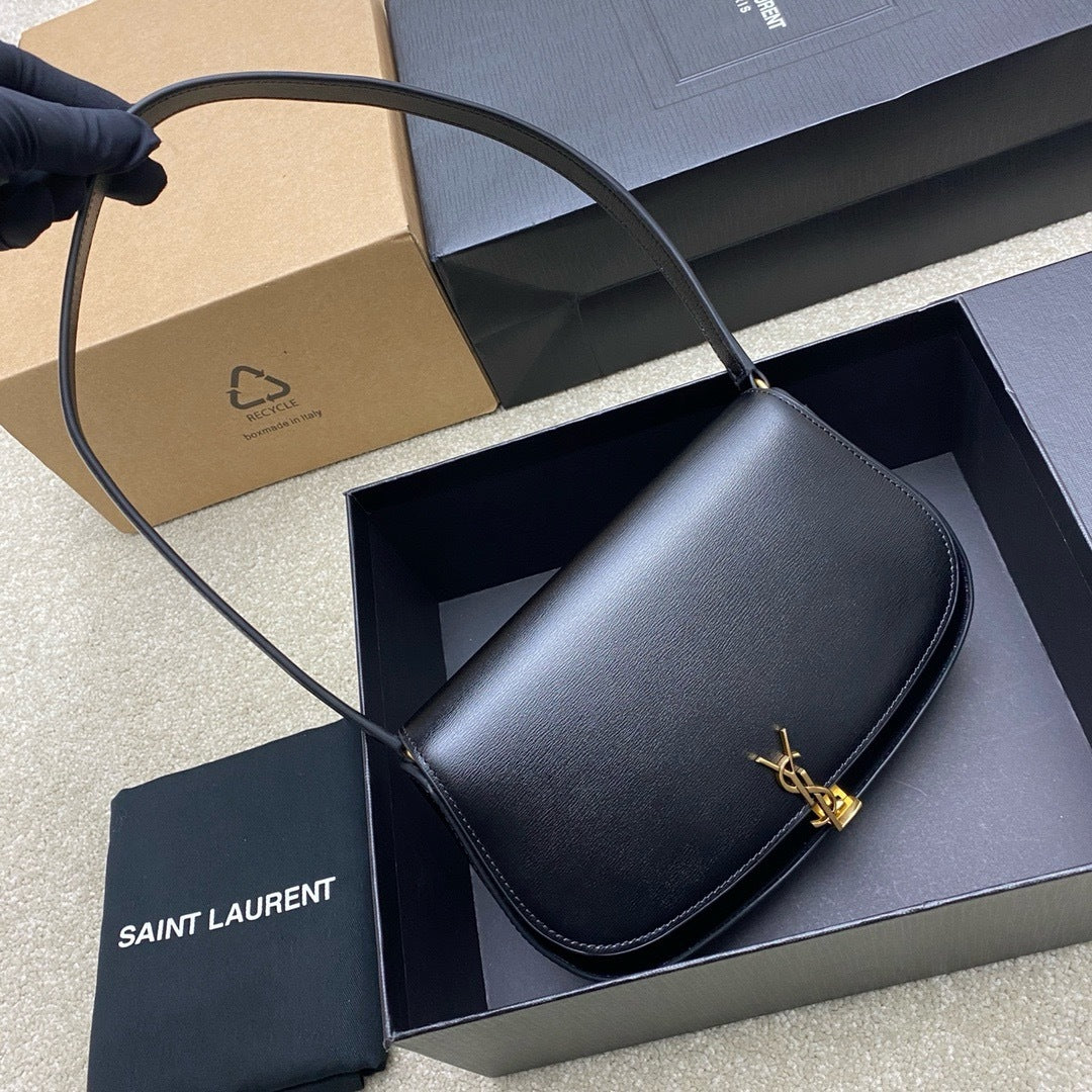 Saint Laurent Mini Voltaire in Box Black Ferragens Douradas