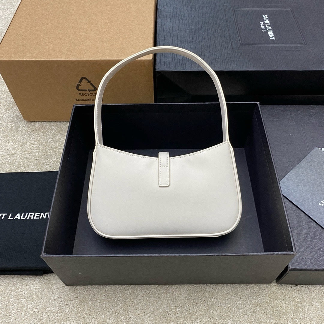 Saint Laurent Le 5 À 7 Top Handle Bag Off White Ferragens Douradas