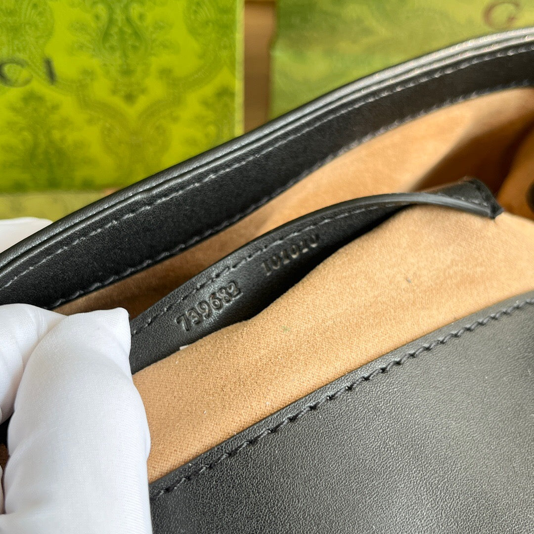 Gucci GG Marmont Mini Shoulder Bag Matelasse Chevron Black.