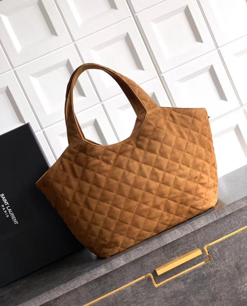 Saint Laurent Icare Maxi Tote Shopping Bag Camurça Caramelo Ferragem Dourada 58cm .