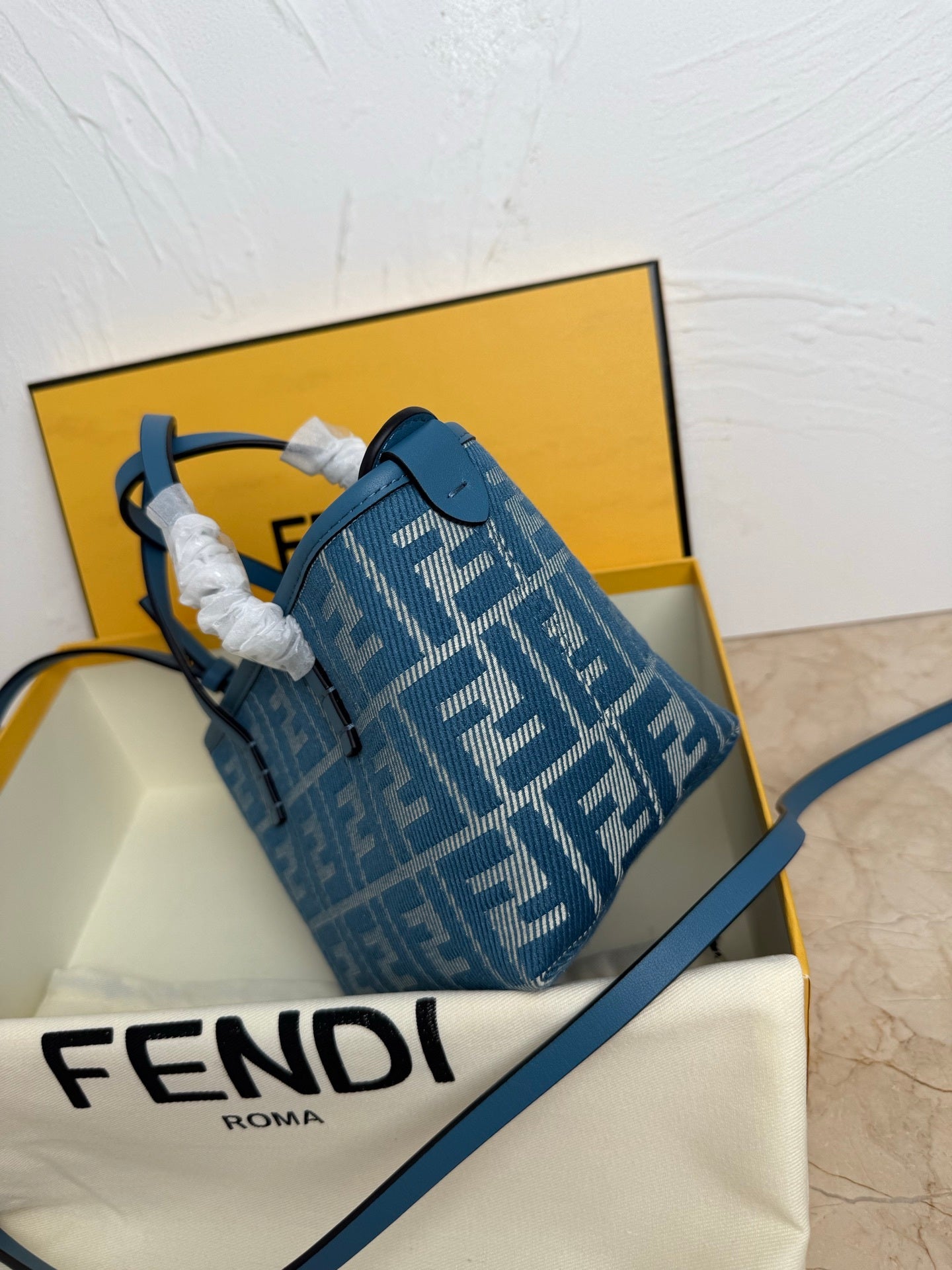 Fendi Roll Tote Mini FF Blue