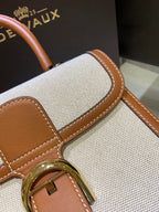 Delvaux Brillant Mini Leather Bag Off White / Caramelo