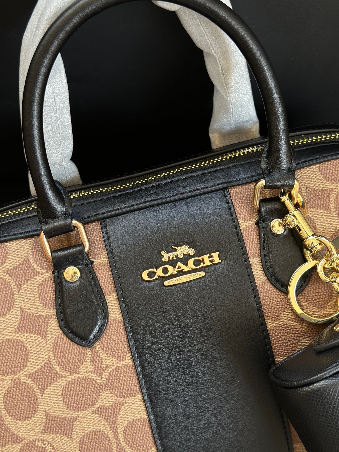 Coach Rowan Satchel Khaki Black