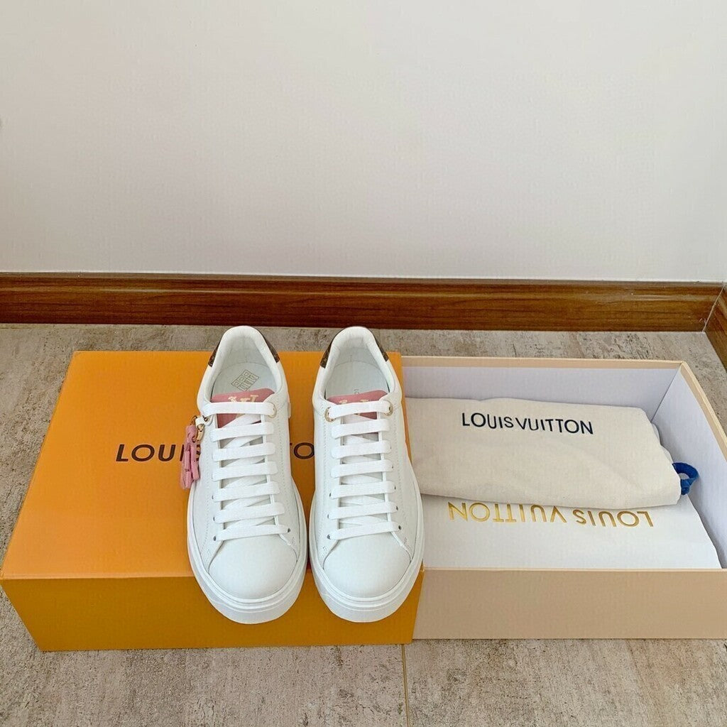 Louis Vuitton Time Out Debossed LV Monogram Leather White Pink